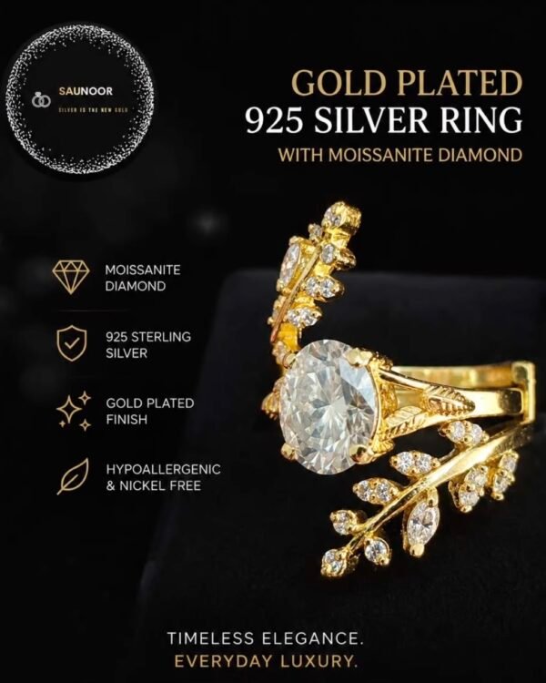 Moissanite Leaf Ring